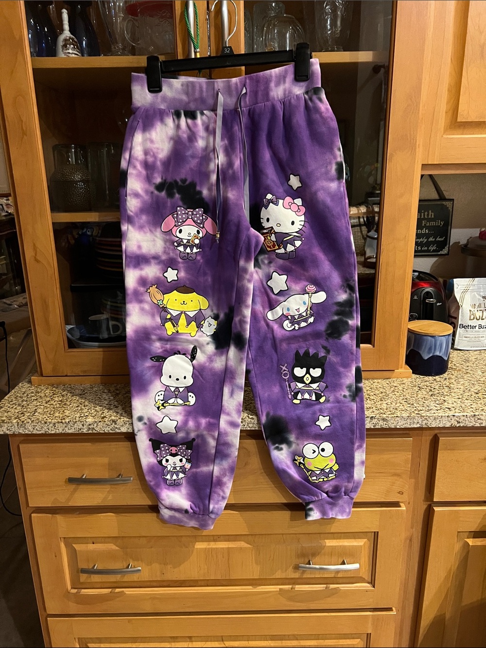 Hello Kitty Purple Tie-Dye Character Fleece Joggers